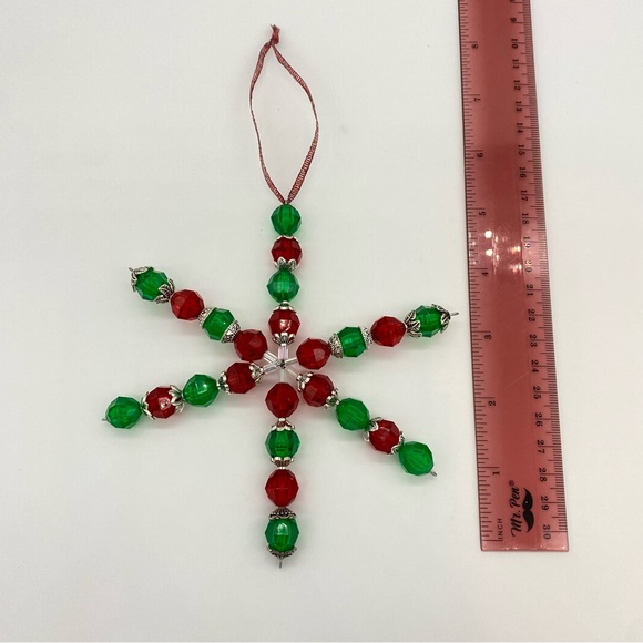 Snowflake Christmas Tree Ornament Window Charm Handmade - Picture 3 of 3